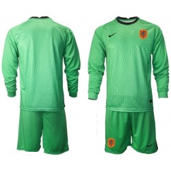 Camisola Países Baixos Guarda-redes Criança Equipamento Segundo Euro 2020 Manga Comprida